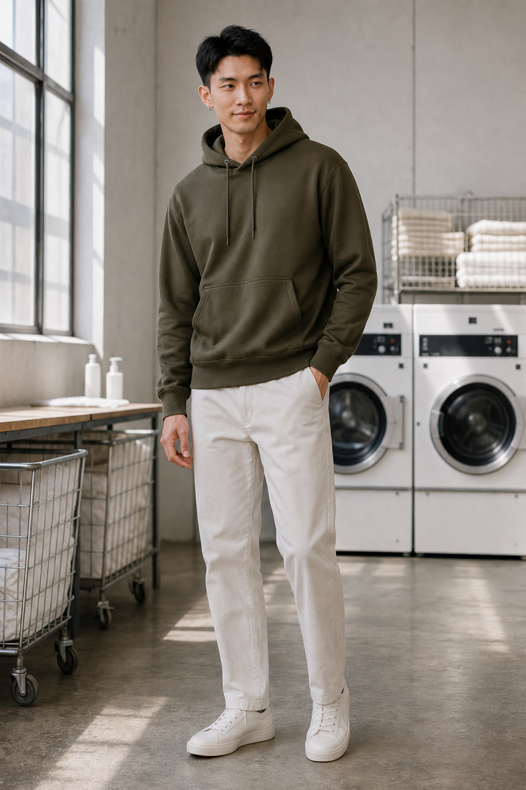 Arkwright 56 heavyweight hoodie work angle view