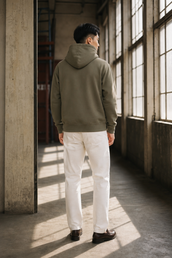 Arkwright 66 heavyweight hoodie back or construction