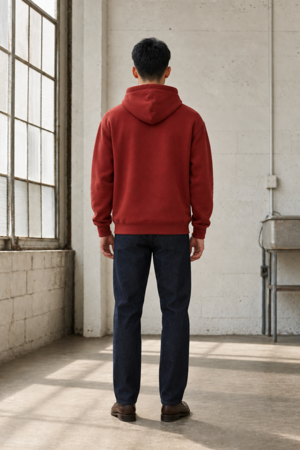 Arkwright 76 heavyweight hoodie back or construction